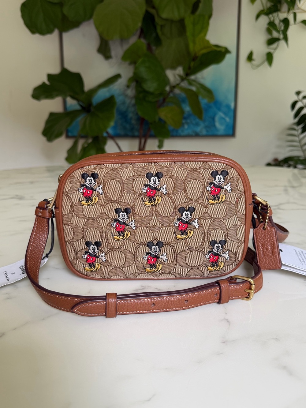 Disney X Coach Mini Jamie Camera Bag Signature Jacquard With Mickey Mouse CN034